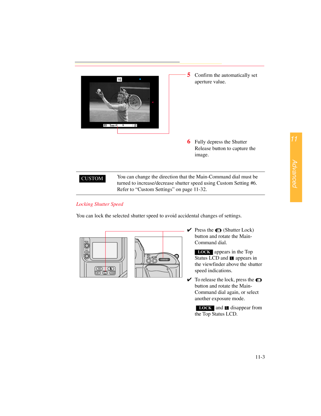 Kodak DCS 700 manual Locking Shutter Speed 