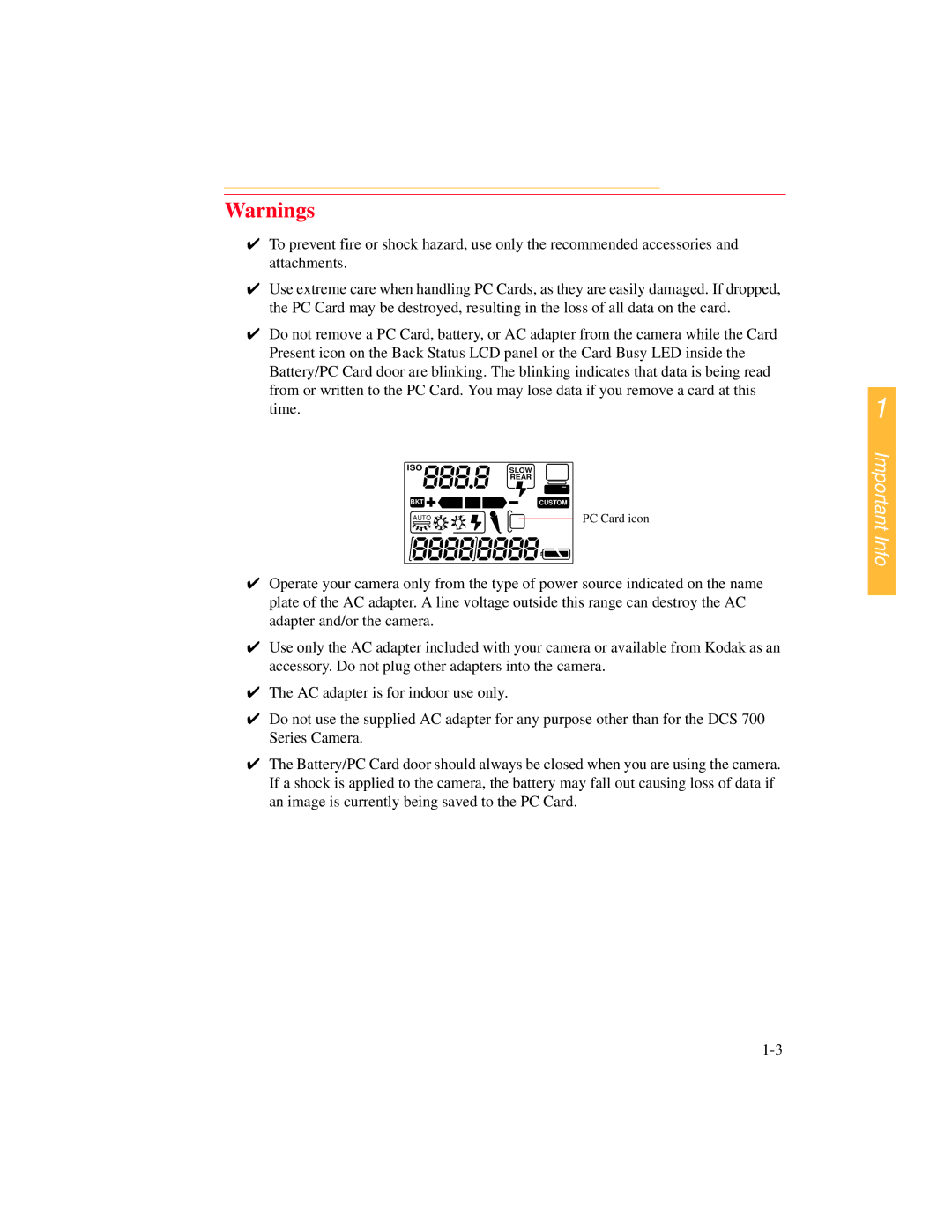 Kodak DCS 700 manual PC Card icon 