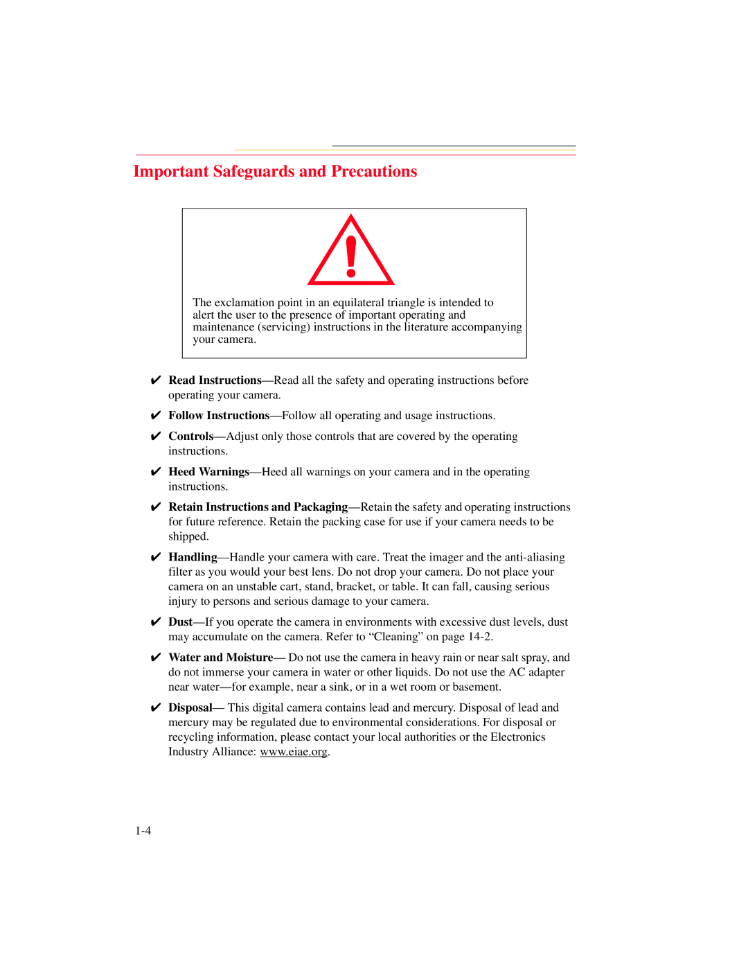 Kodak DCS 700 manual Important Safeguards and Precautions 