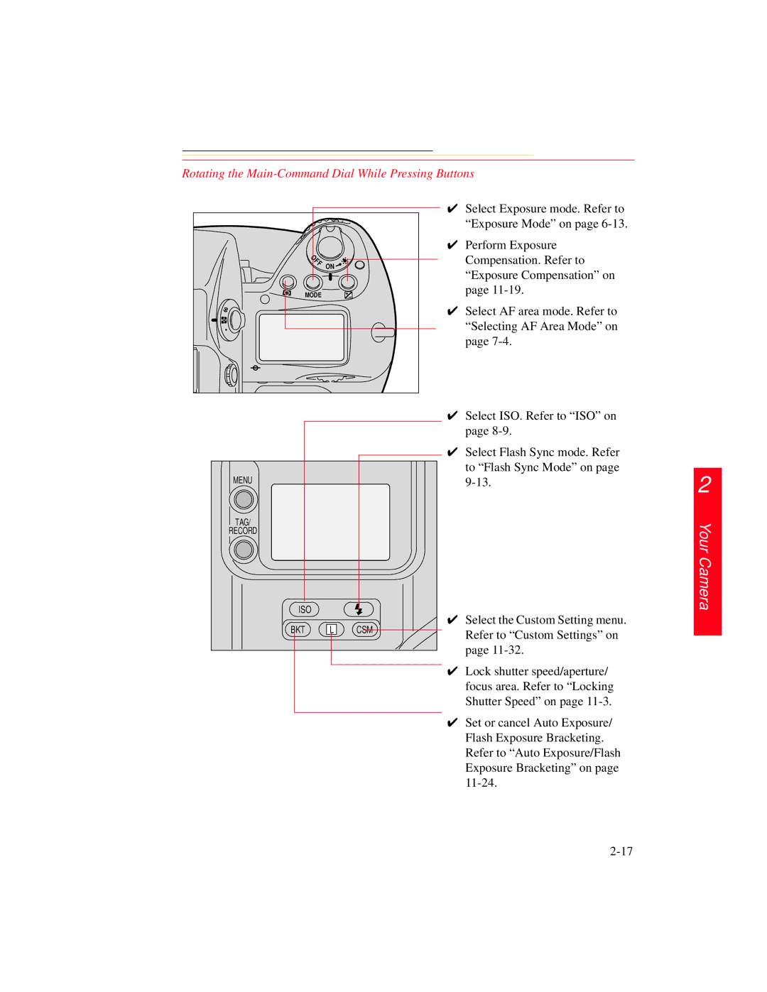 Kodak DCS 700 manual Rotating the Main-Command Dial While Pressing Buttons 