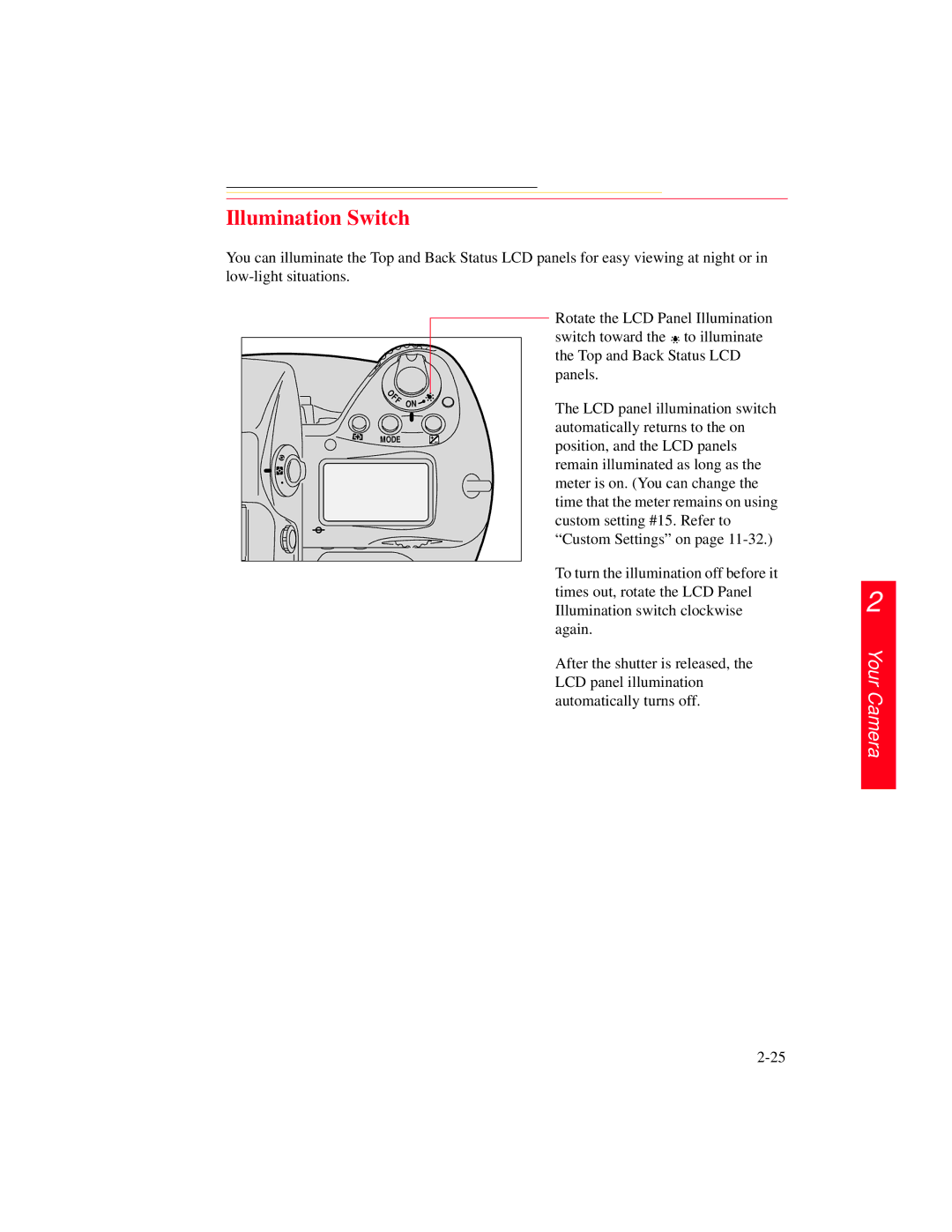 Kodak DCS 700 manual Illumination Switch 