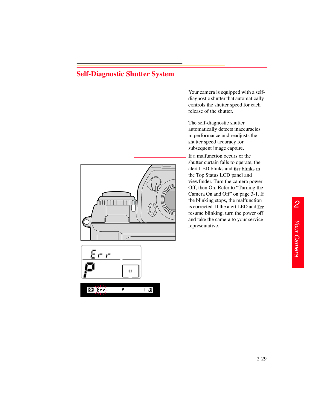 Kodak DCS 700 manual Self-Diagnostic Shutter System 