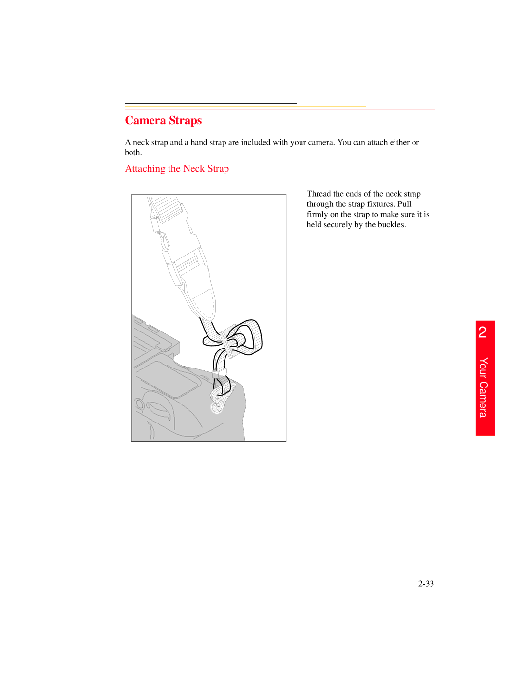 Kodak DCS 700 manual Camera Straps, Attaching the Neck Strap 