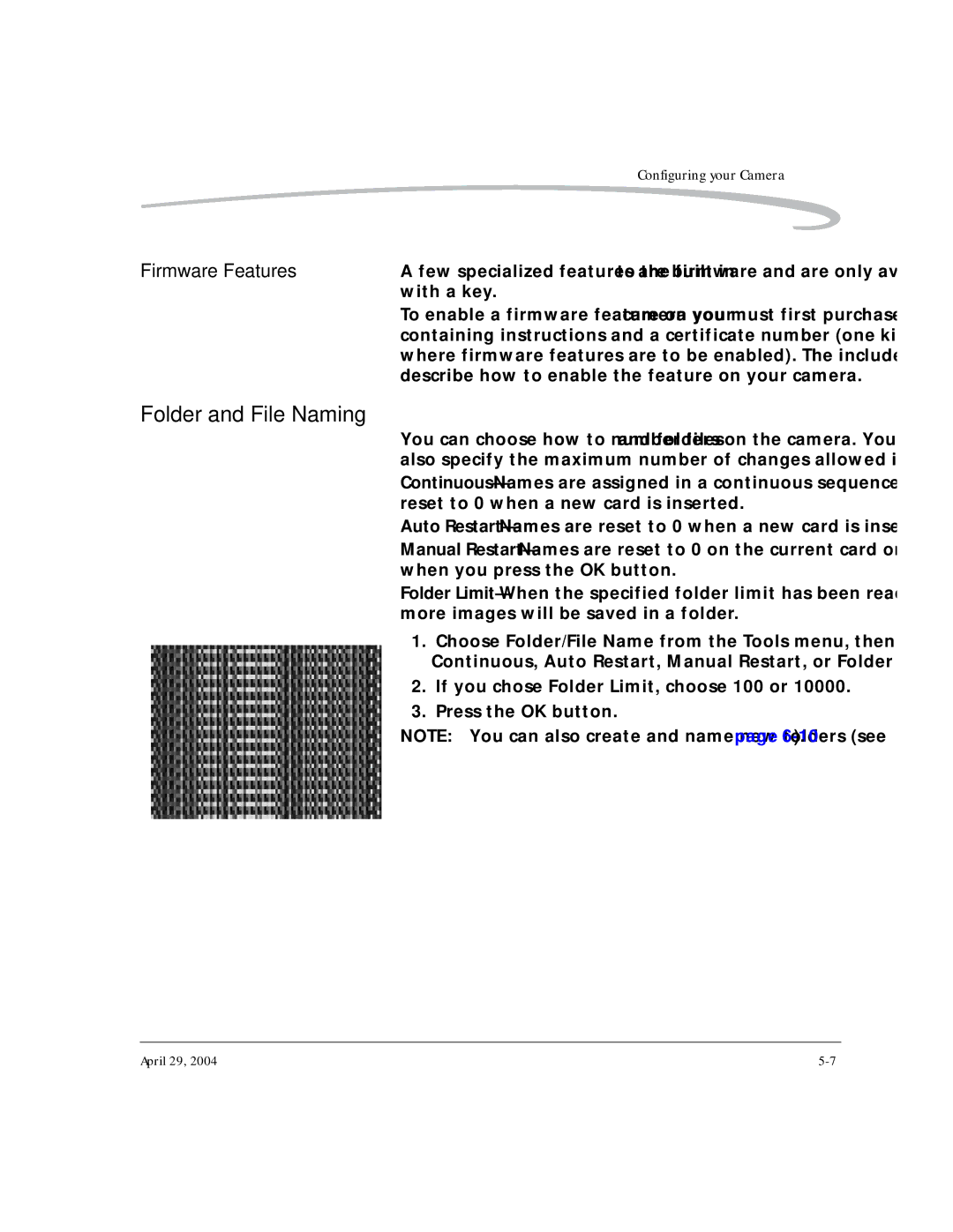 Kodak DCS Pro SLR/n manual Folder and File Naming, Firmware Features, With a key 