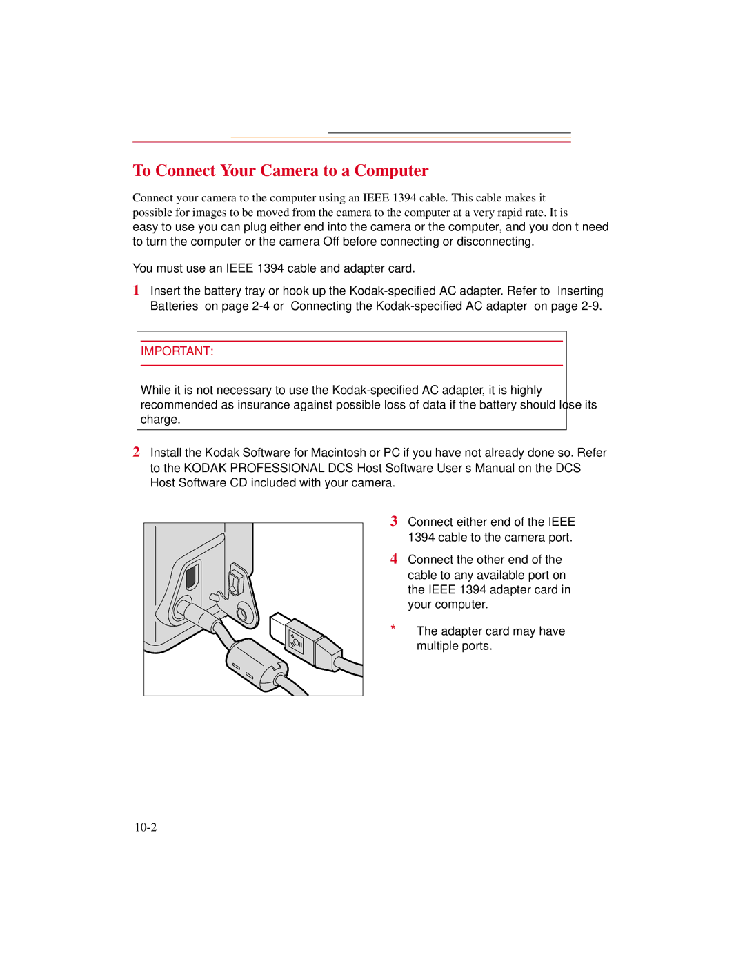 Kodak DCS300 manual To Connect Your Camera to a Computer 