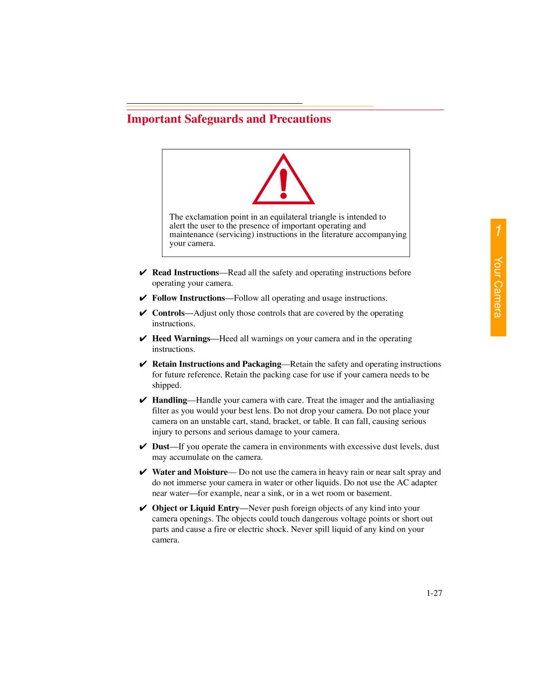 Kodak DCS300 manual Important Safeguards and Precautions 