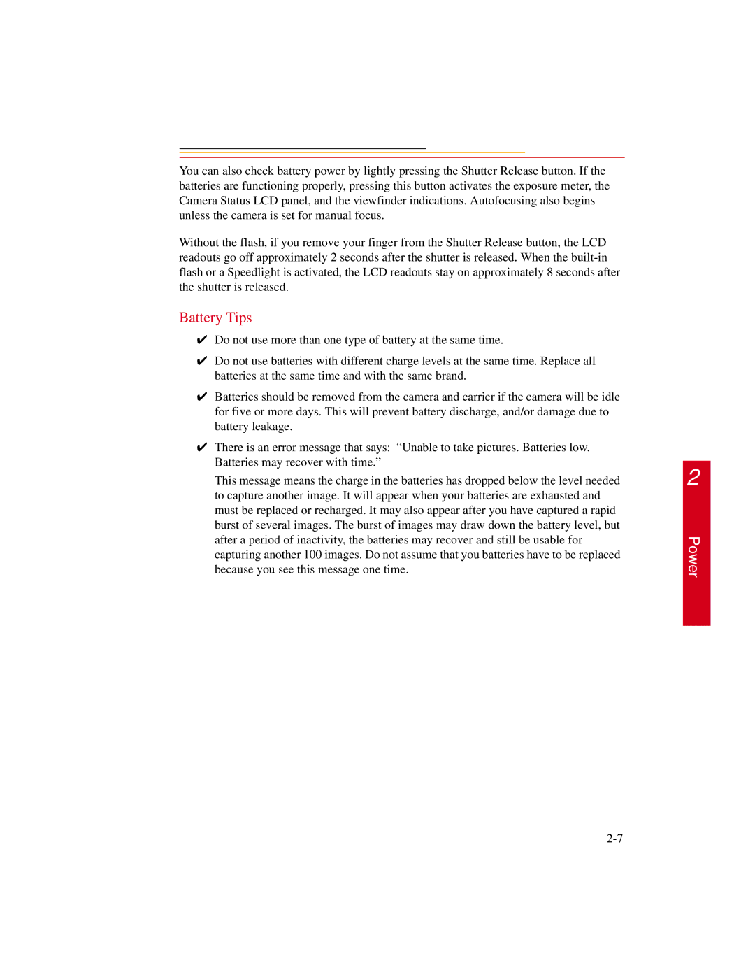 Kodak DCS300 manual Battery Tips 