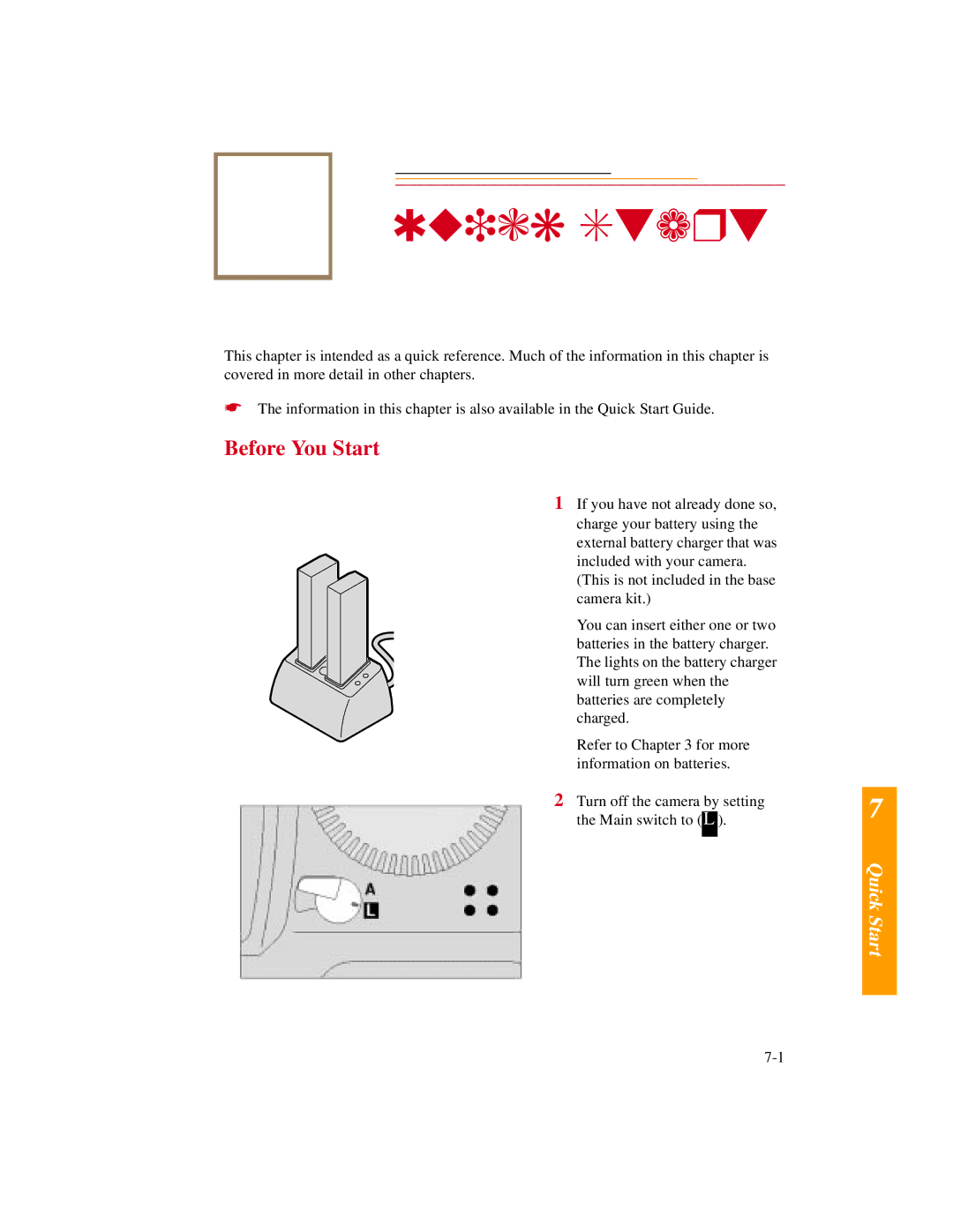 Kodak DCS500 manual Quick Start, Before You Start 