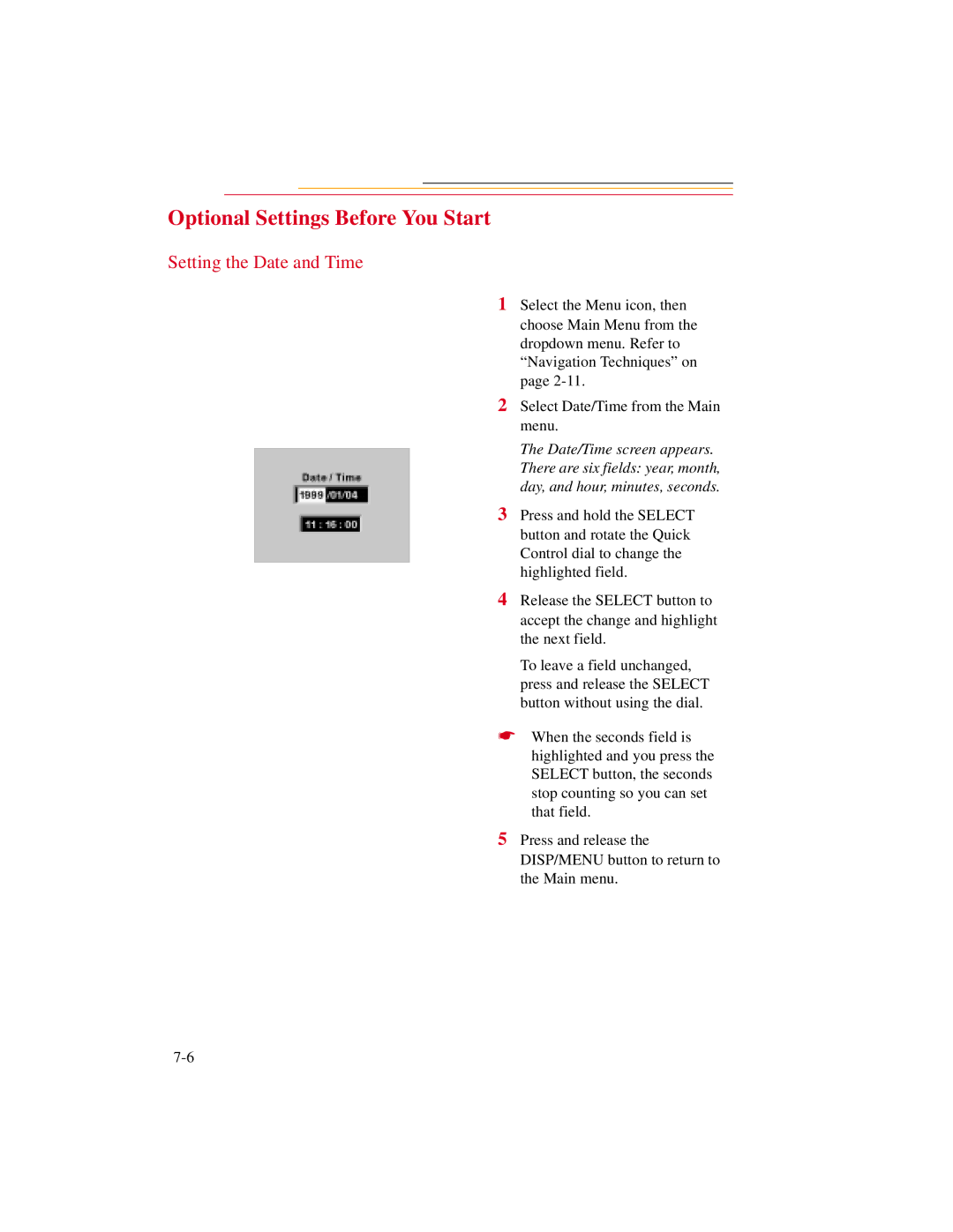 Kodak DCS500 manual Optional Settings Before You Start, Setting the Date and Time 