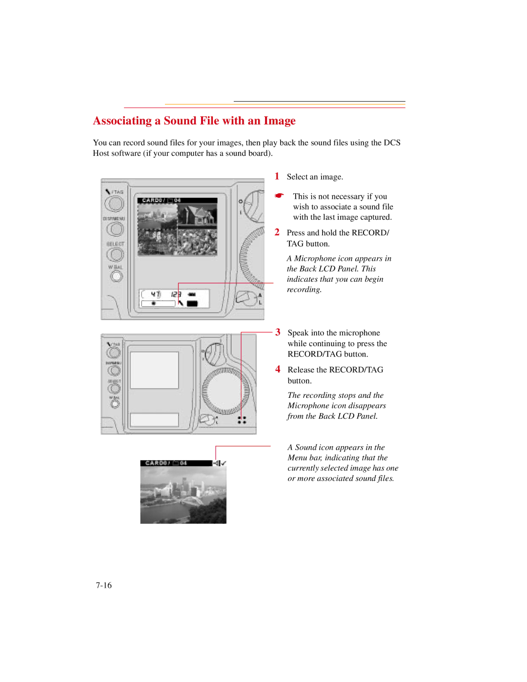 Kodak DCS500 manual Associating a Sound File with an Image 