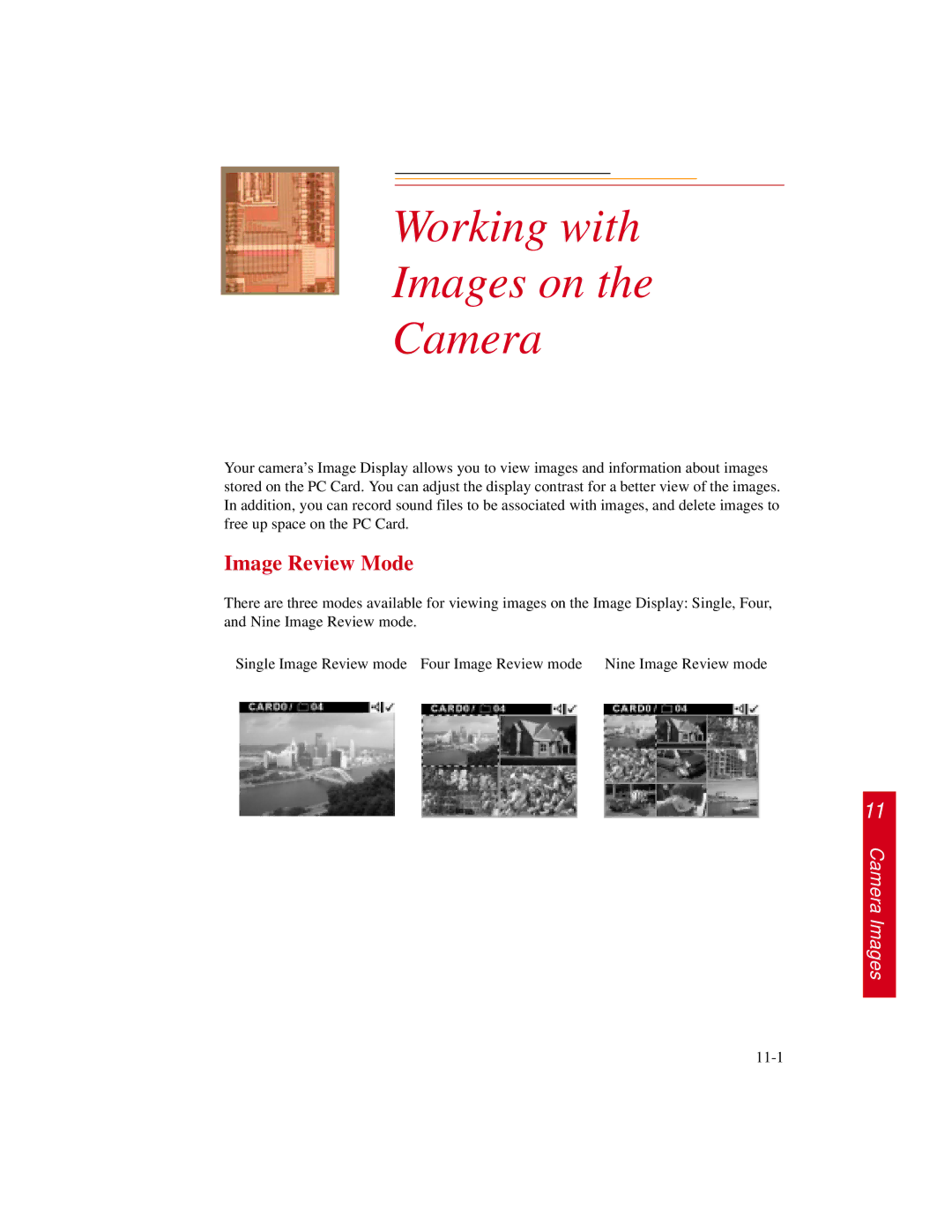 Kodak DCS500 manual Working with Images on Camera, Image Review Mode 