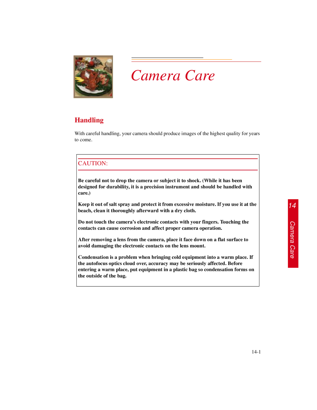 Kodak DCS500 manual Camera Care, Handling 