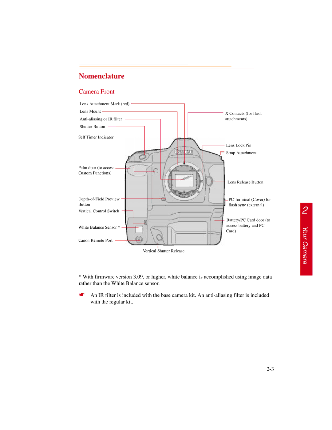 Kodak DCS500 manual Nomenclature, Camera Front 