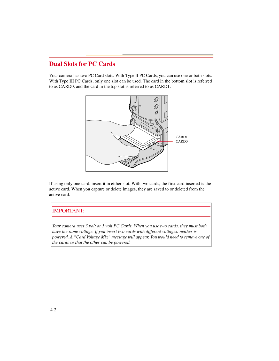 Kodak DCS500 manual Dual Slots for PC Cards 