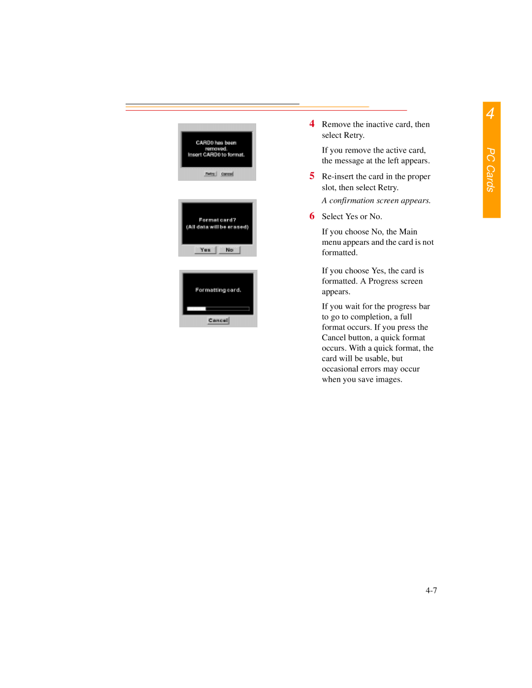 Kodak DCS500 manual Confirmation screen appears 