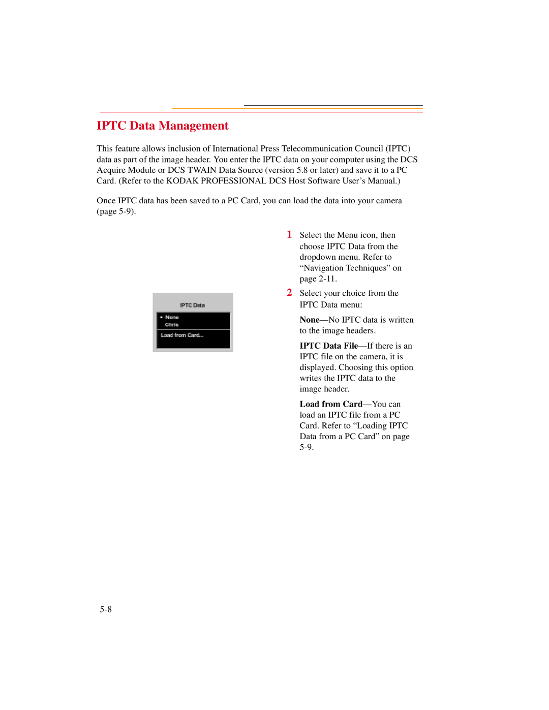 Kodak DCS500 manual Iptc Data Management 