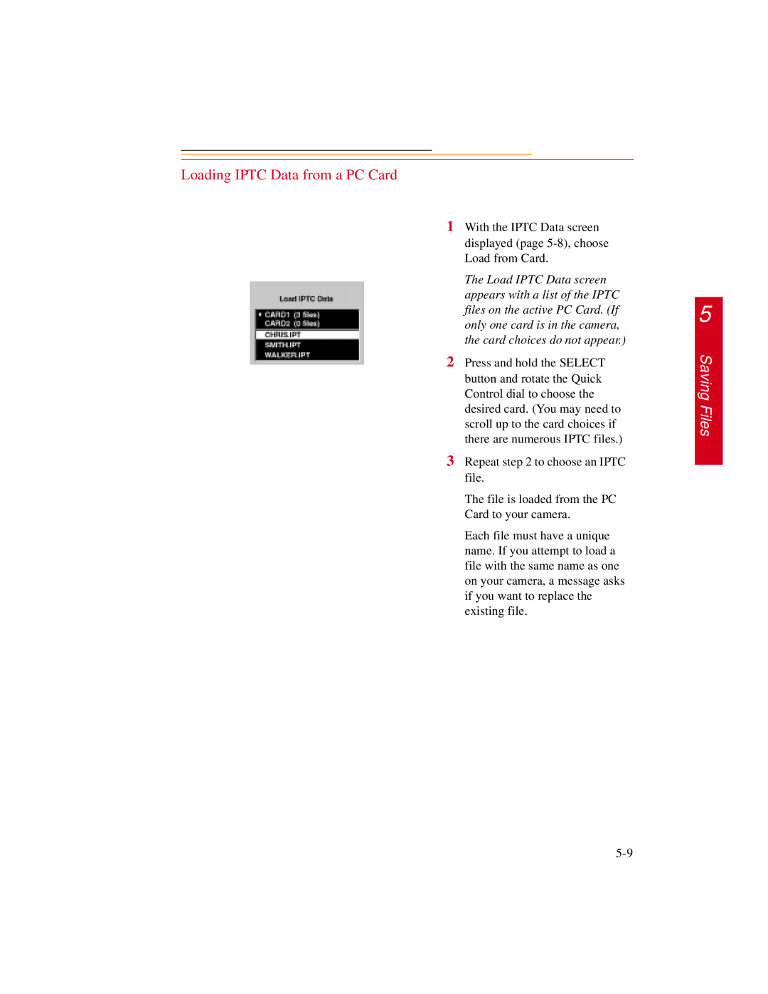 Kodak DCS500 manual Loading Iptc Data from a PC Card 