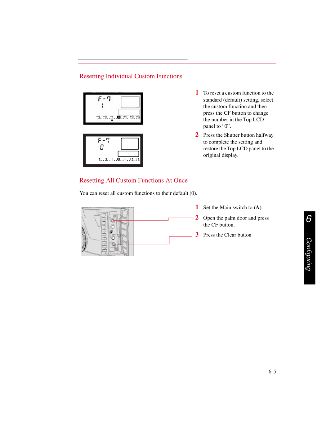 Kodak DCS500 manual Resetting Individual Custom Functions, Resetting All Custom Functions At Once 