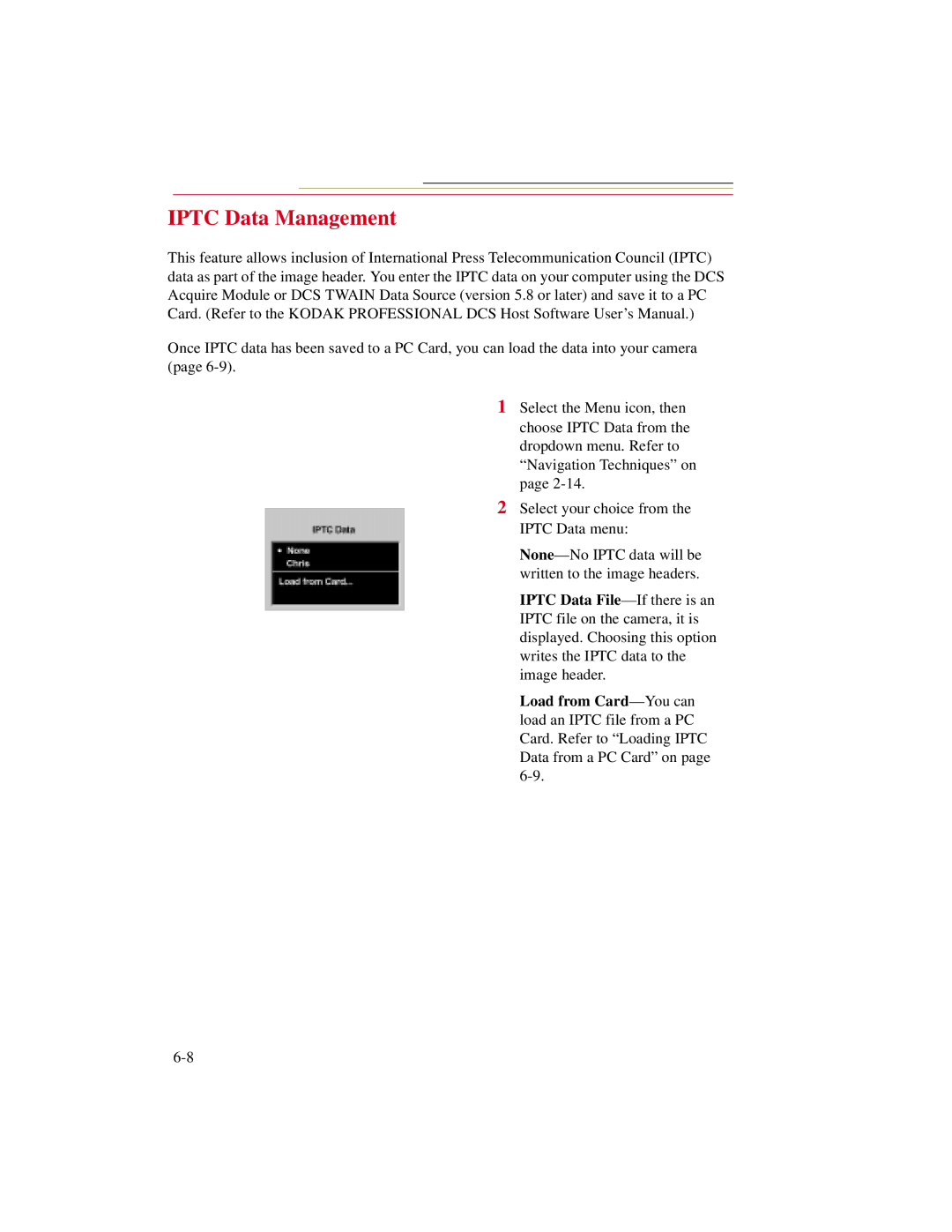 Kodak DCS600 manual Iptc Data Management 