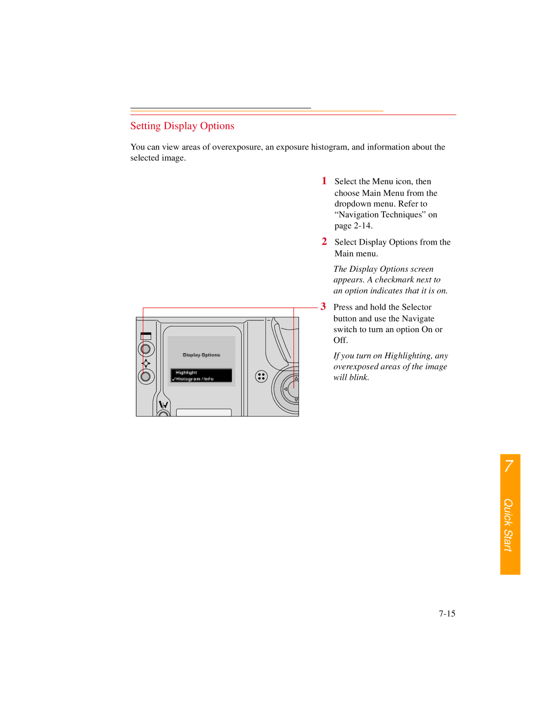 Kodak DCS600 manual Setting Display Options 