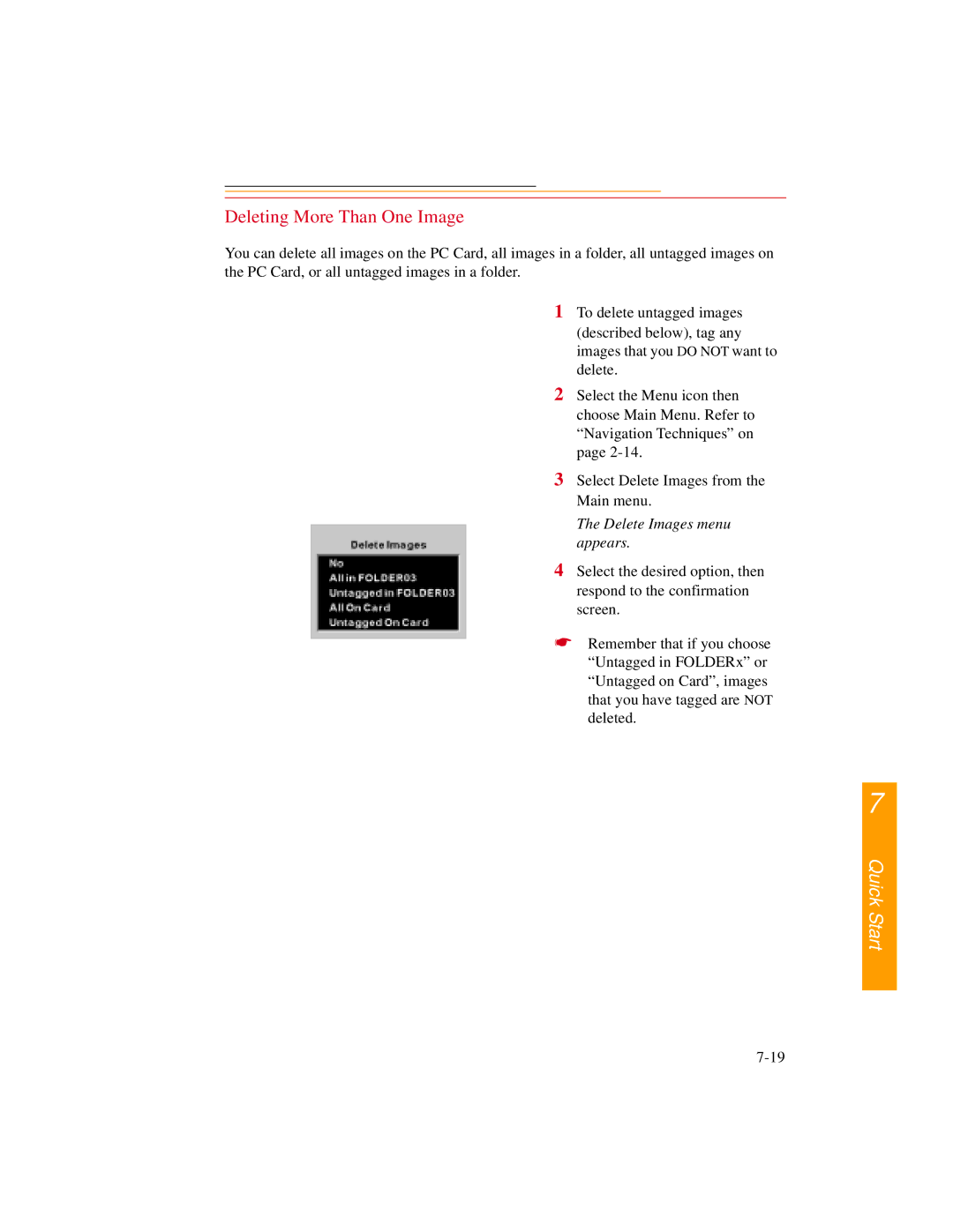 Kodak DCS600 manual Deleting More Than One Image, Delete Images menu appears 