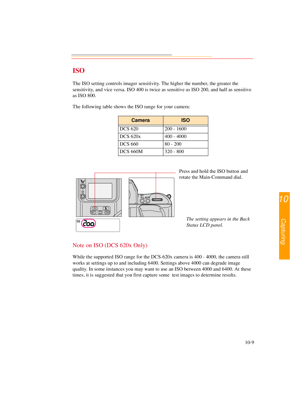 Kodak DCS600 manual Camera, Setting appears in the Back Status LCD panel 