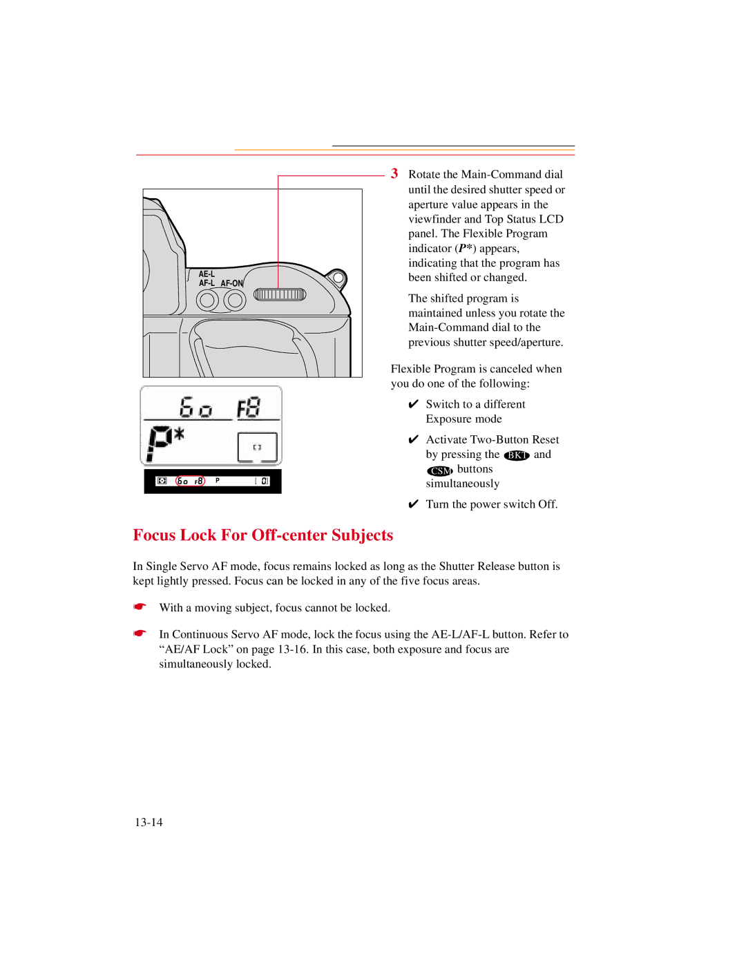 Kodak DCS600 manual Focus Lock For Off-center Subjects 