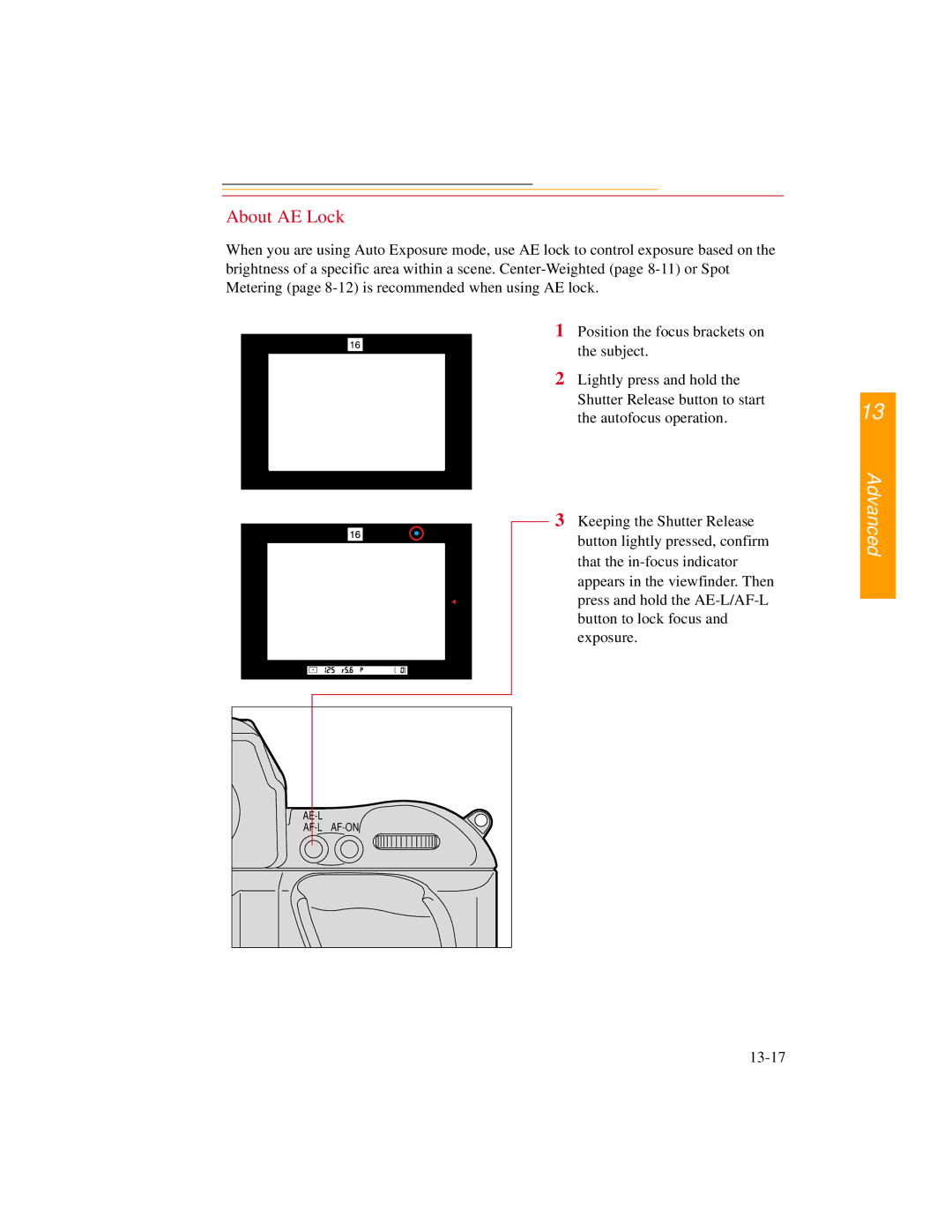 Kodak DCS600 manual About AE Lock 