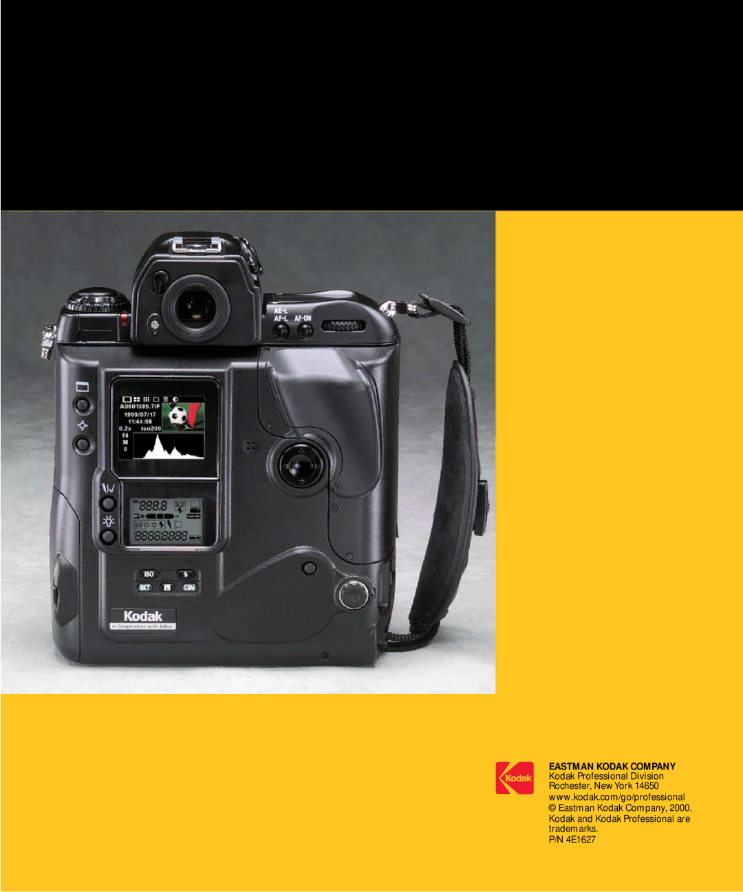 Kodak DCS600 manual Kodak and Kodak Professional are trademarks 4E1627 