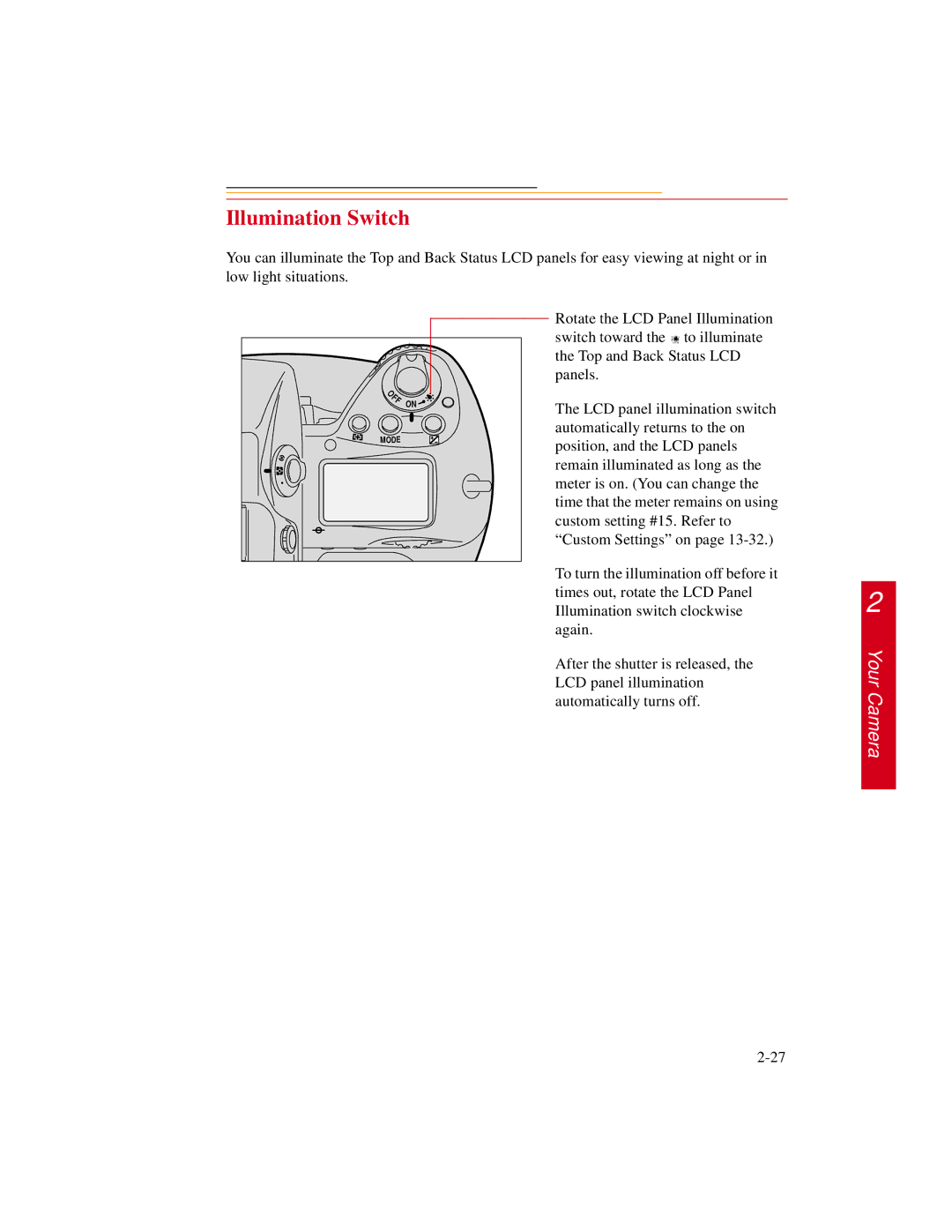 Kodak DCS600 manual Illumination Switch 