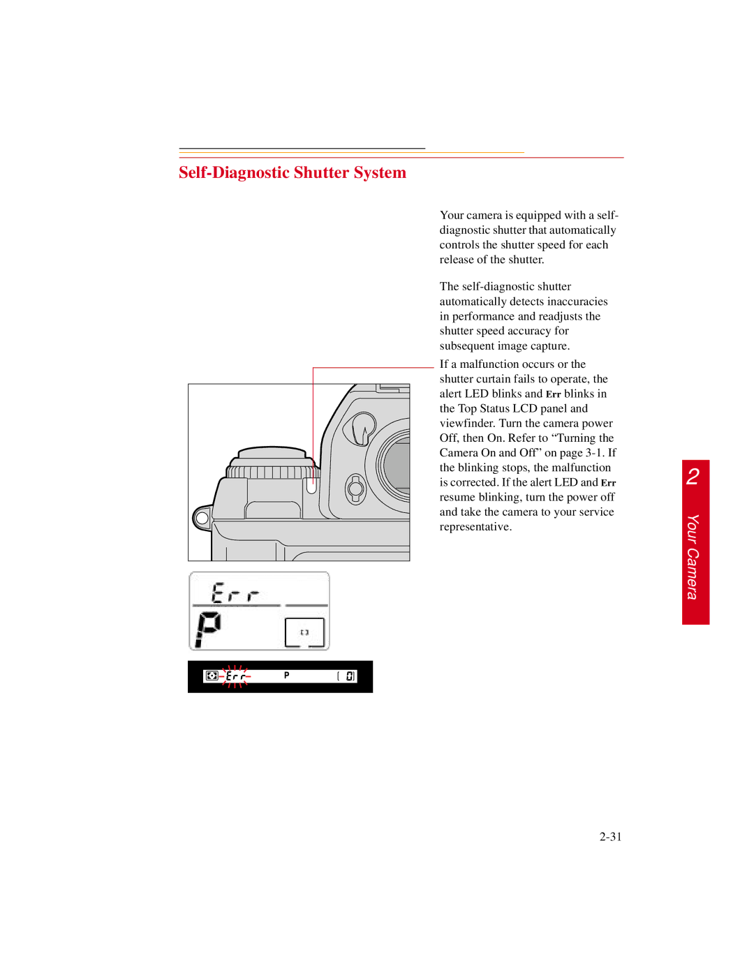 Kodak DCS600 manual Self-Diagnostic Shutter System 