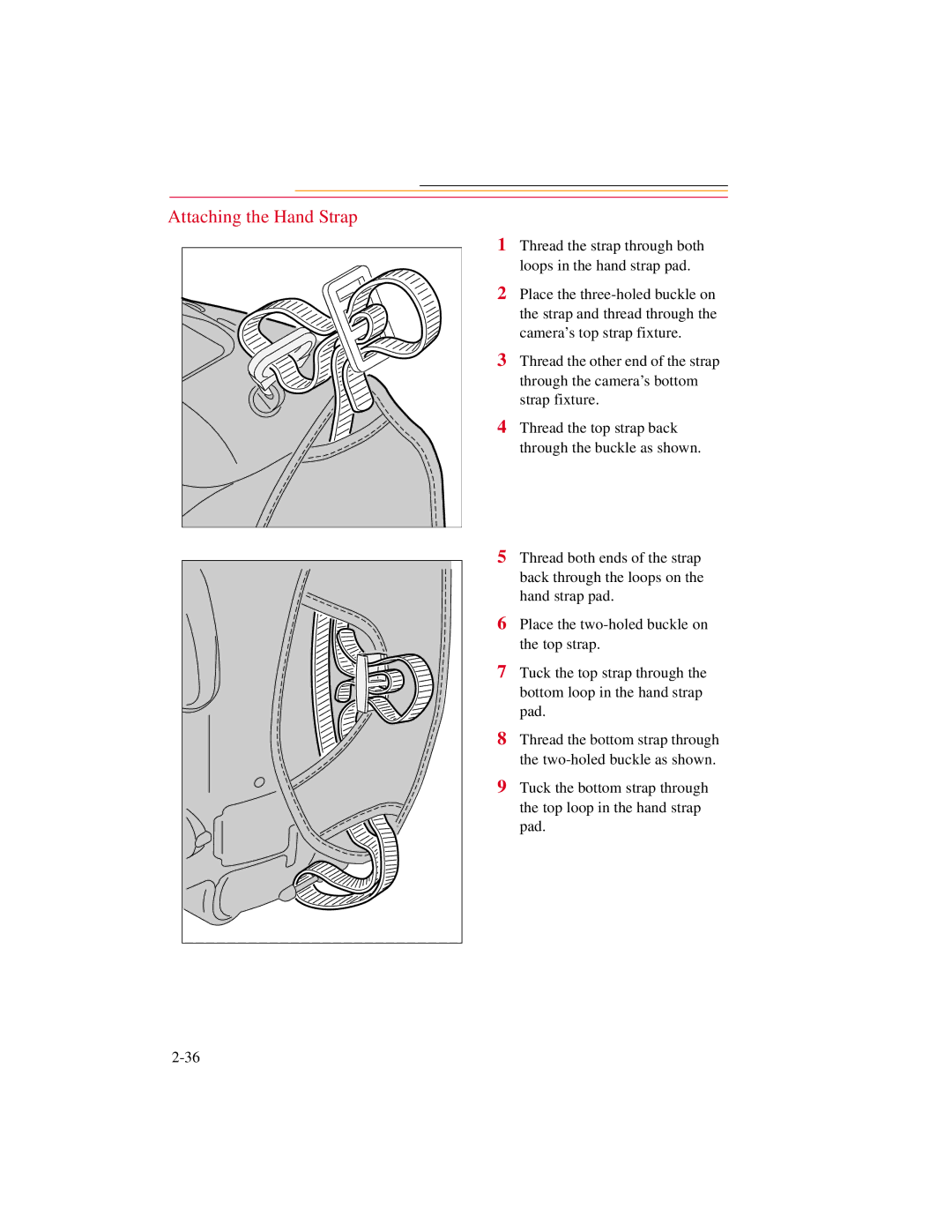 Kodak DCS600 manual Attaching the Hand Strap 