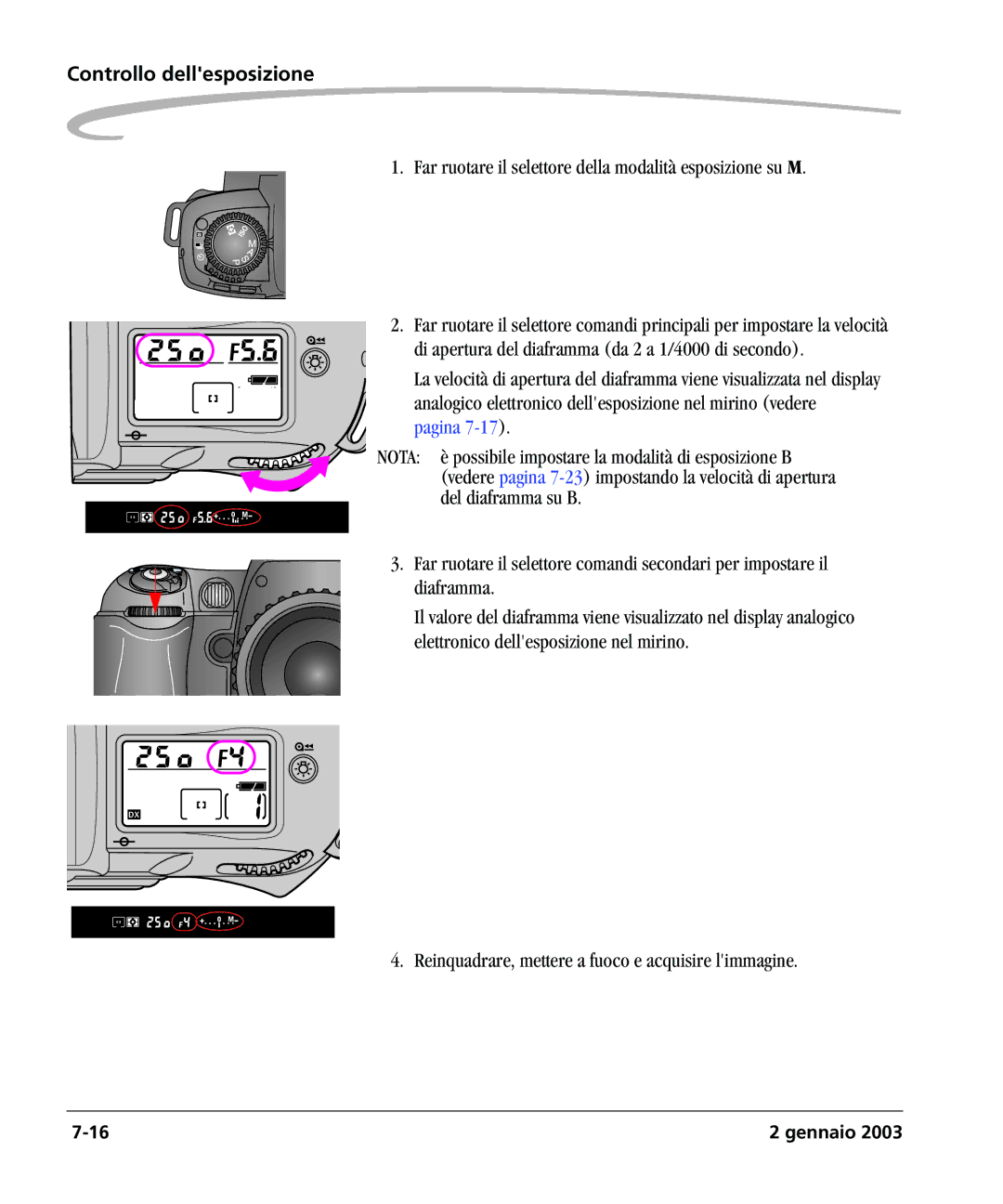 Kodak DCSPRO14N manual Controllo dellesposizione 