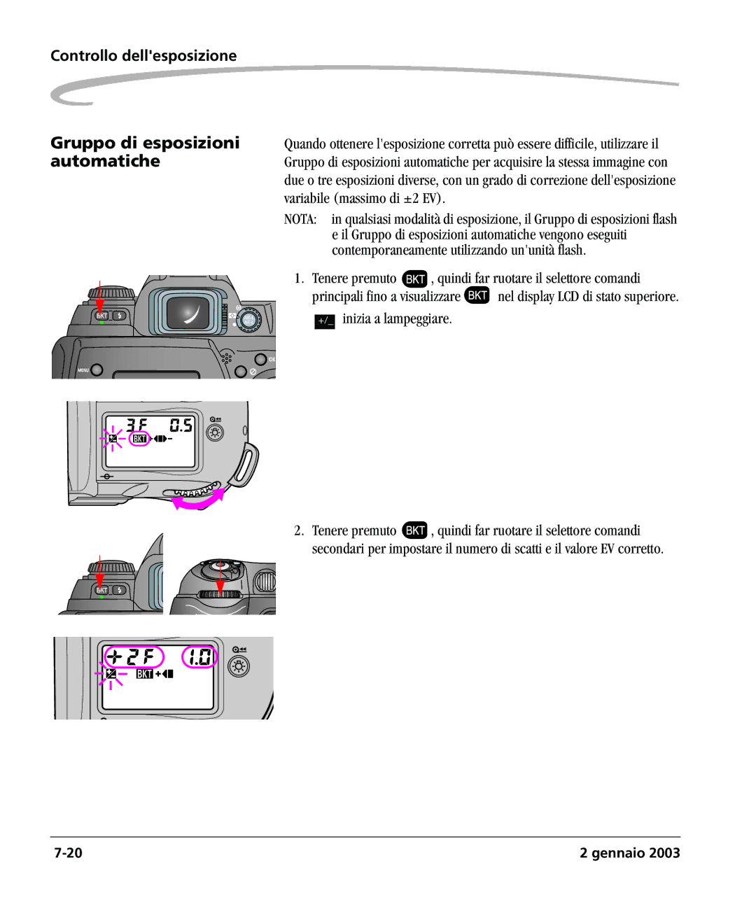 Kodak DCSPRO14N manual Controllo dellesposizione 