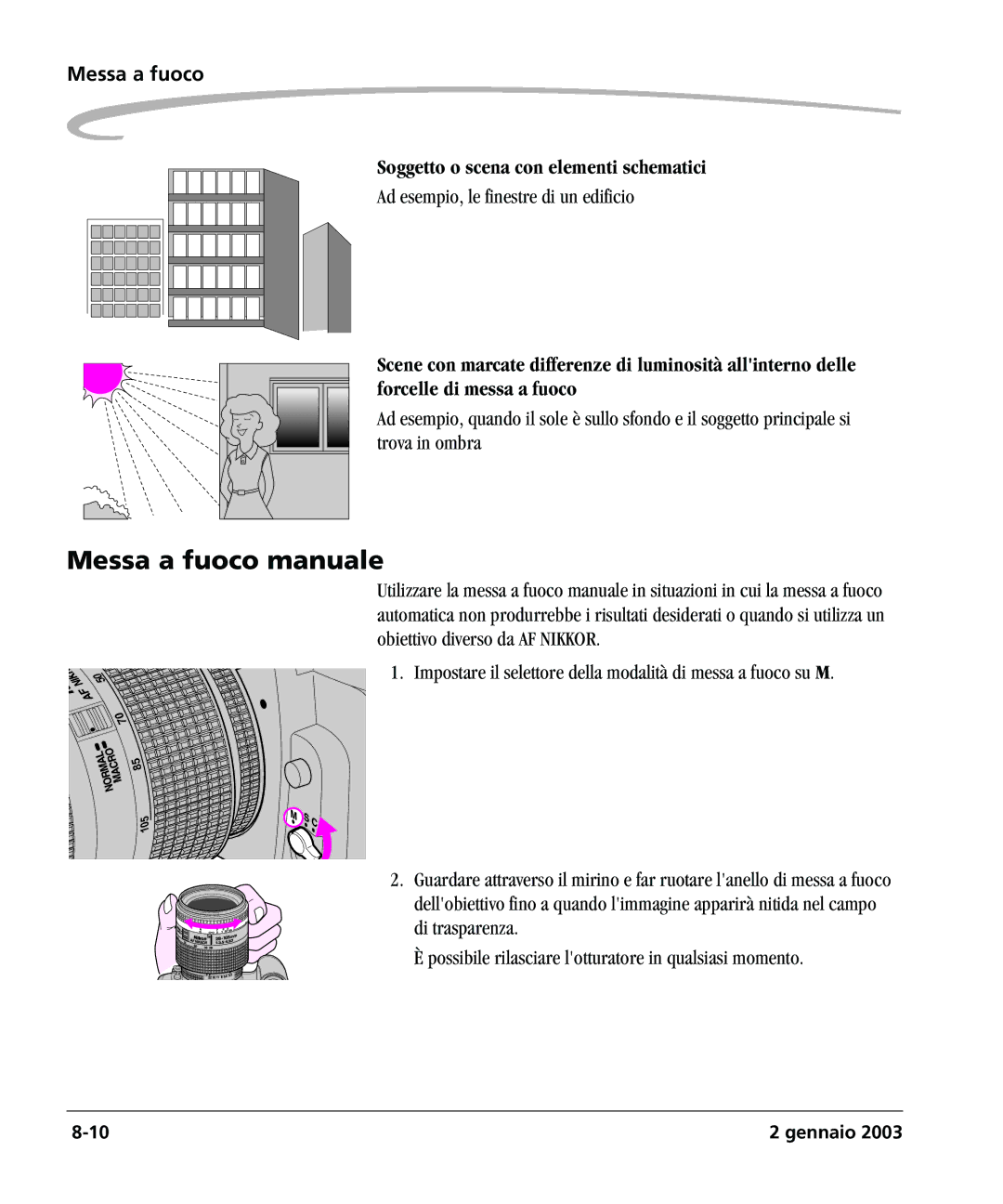 Kodak DCSPRO14N Messa a fuoco manuale, Soggetto o scena con elementi schematici, Ad esempio, le finestre di un edificio 