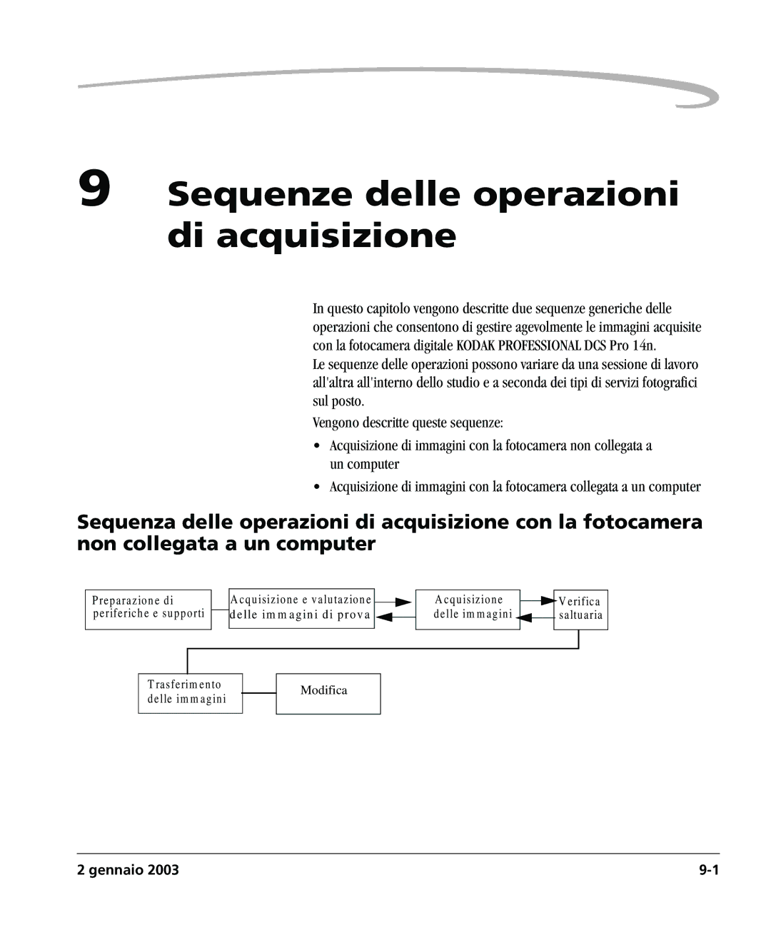 Kodak DCSPRO14N manual Sequenze delle operazioni di acquisizione 