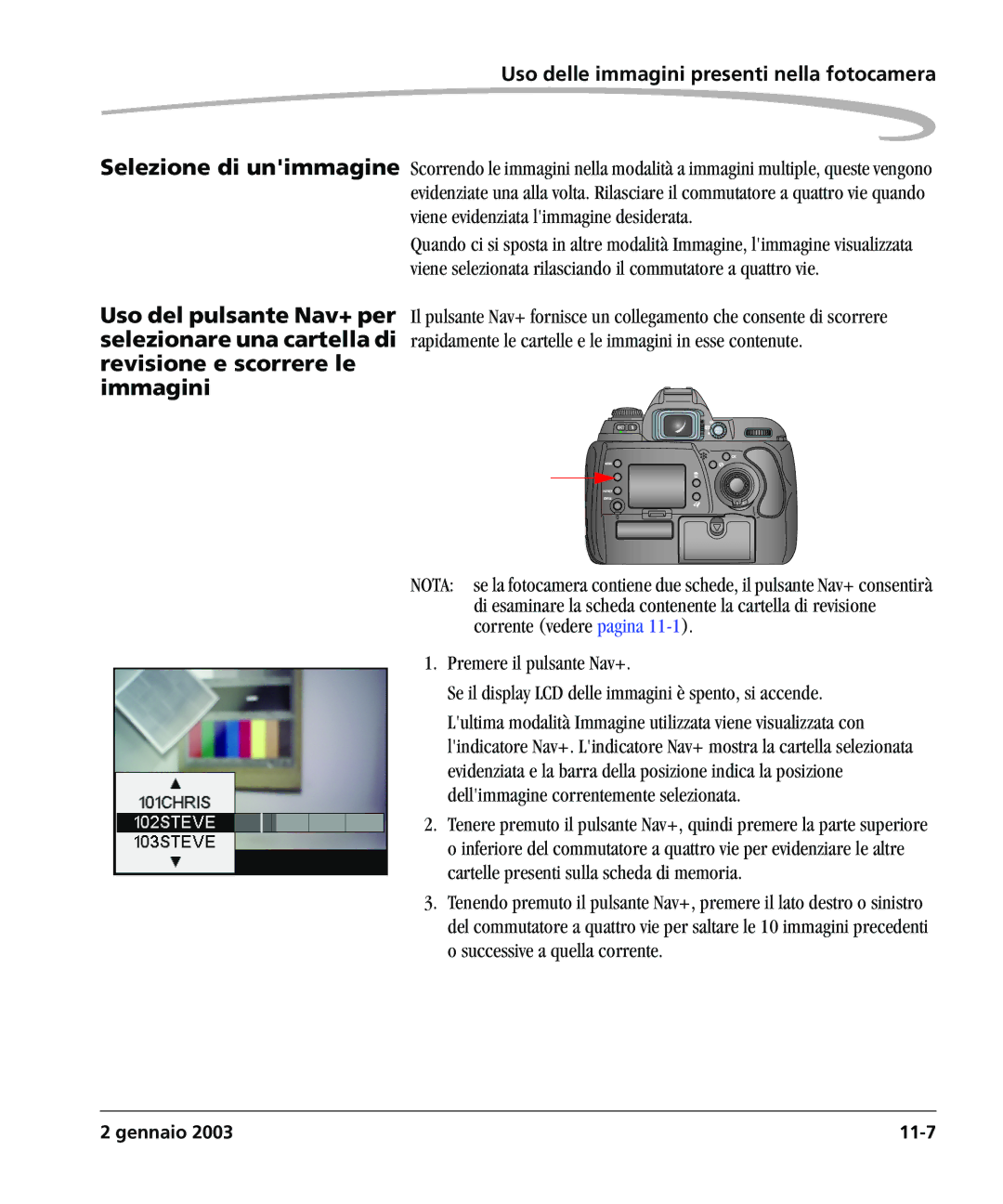 Kodak DCSPRO14N manual Gennaio 11-7 