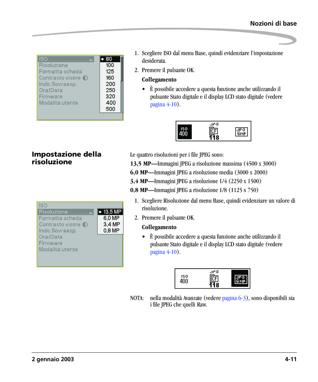 Kodak DCSPRO14N manual Impostazione della risoluzione, Collegamento 