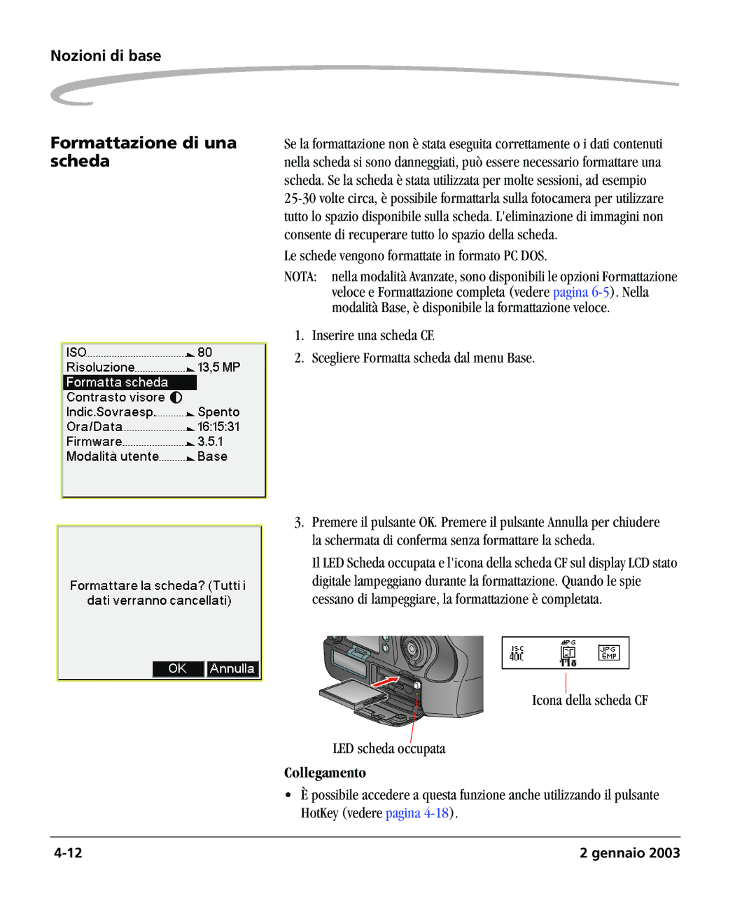 Kodak DCSPRO14N manual Formattazione di una, Scheda 