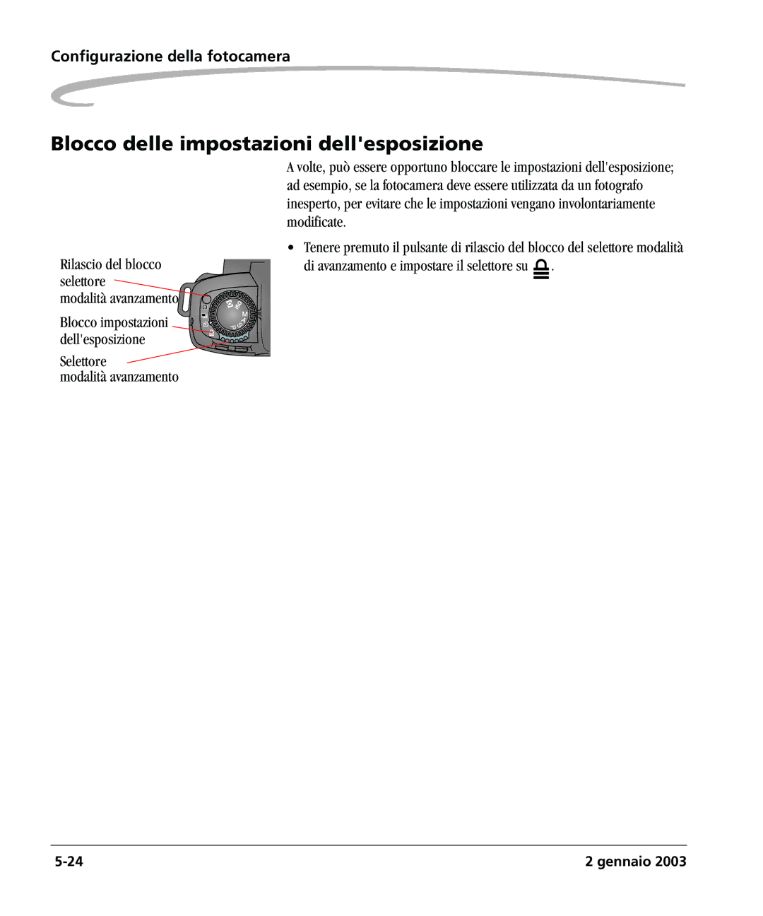 Kodak DCSPRO14N manual Blocco delle impostazioni dellesposizione 