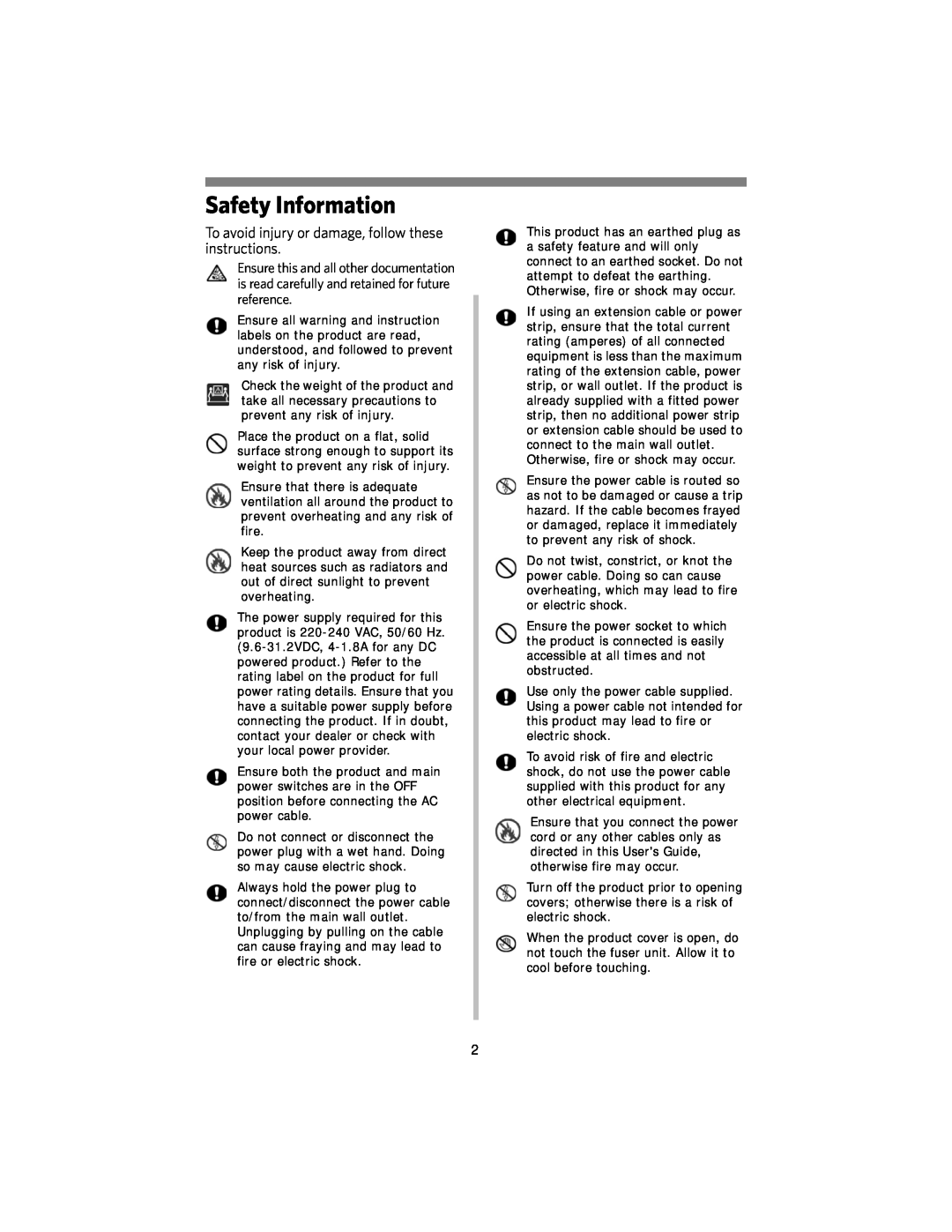 Kodak DL2100 manual Safety Information 