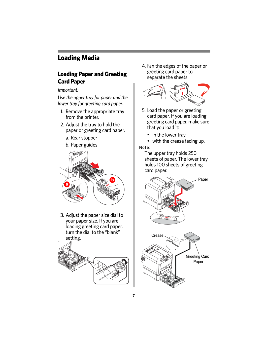 Kodak DL2100 manual Loading Media, Loading Paper and Greeting Card Paper 