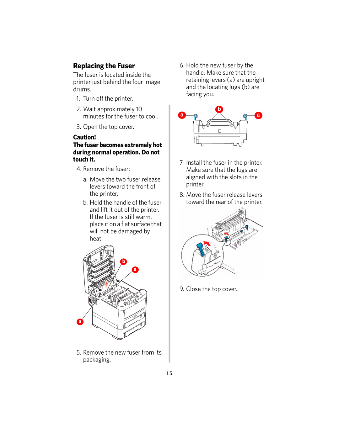 Kodak DL2100 manual Replacing the Fuser 