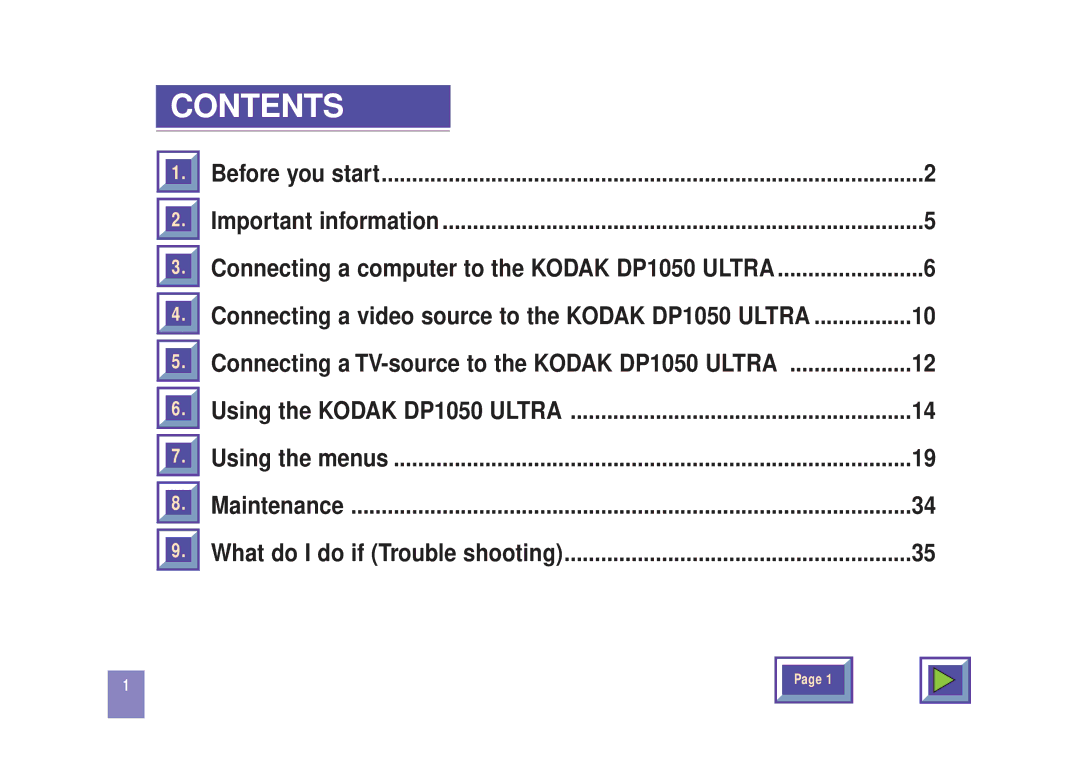 Kodak DP1050 manual Contents 