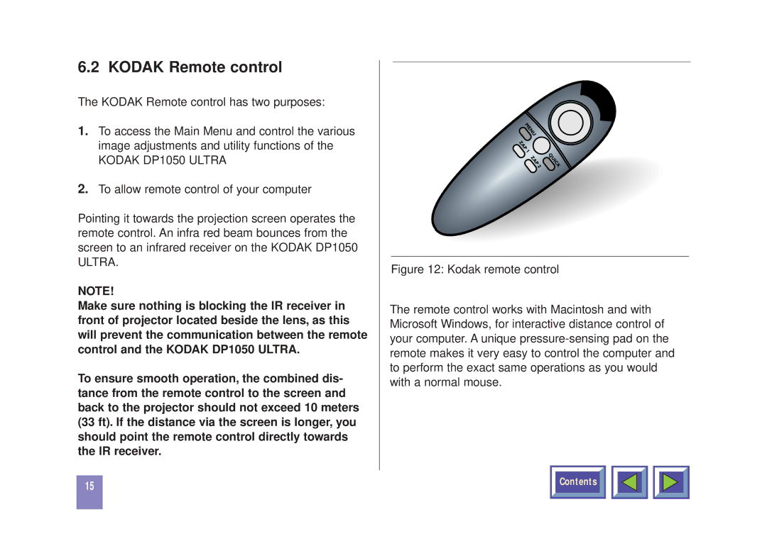 Kodak DP1050 manual Kodak Remote control 