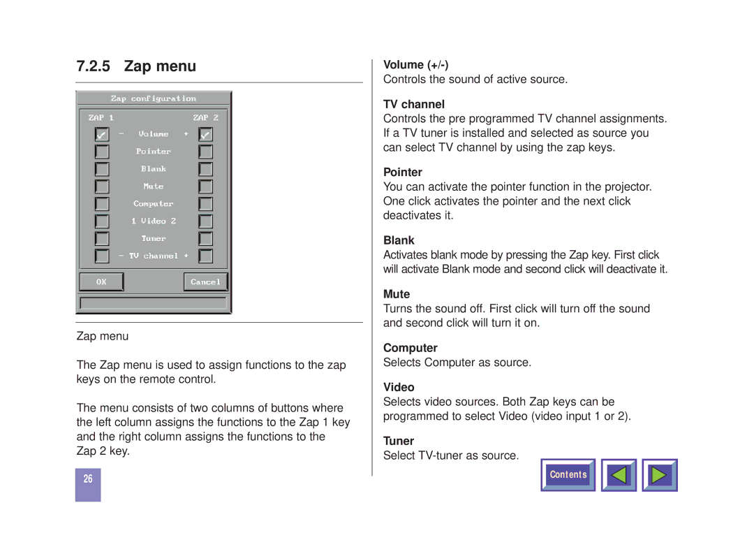 Kodak DP1050 manual Zap menu 