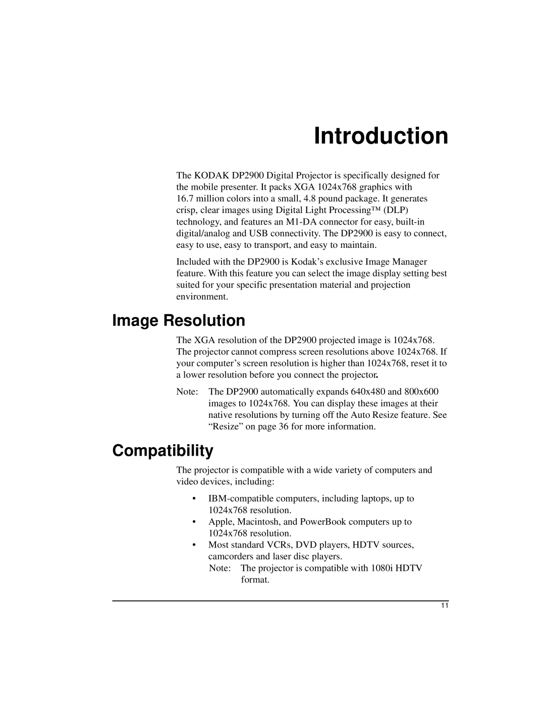 Kodak DP2900 manual Introduction, Image Resolution, Compatibility 