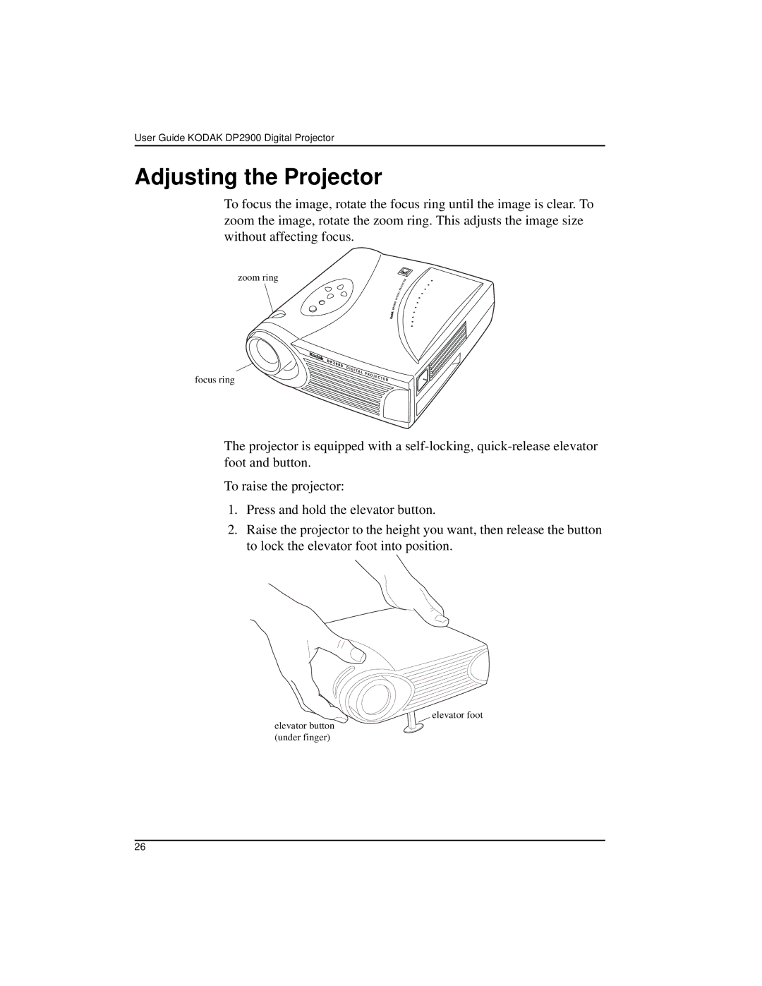 Kodak DP2900 manual Adjusting the Projector 