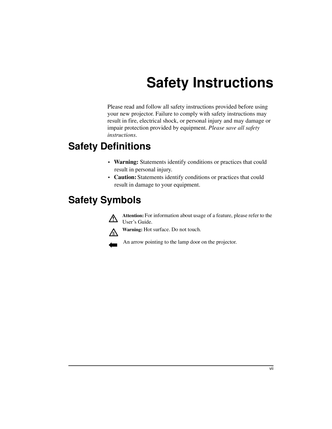 Kodak DP2900 manual Safety Instructions, Safety Definitions Safety Symbols 