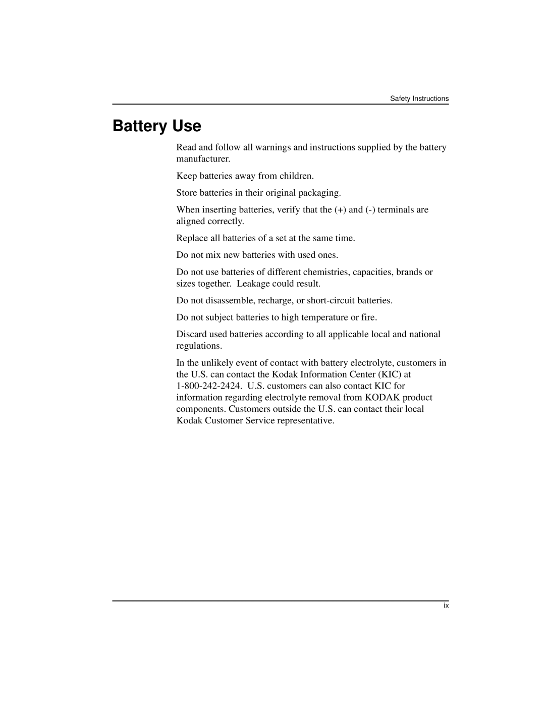 Kodak DP2900 manual Battery Use 